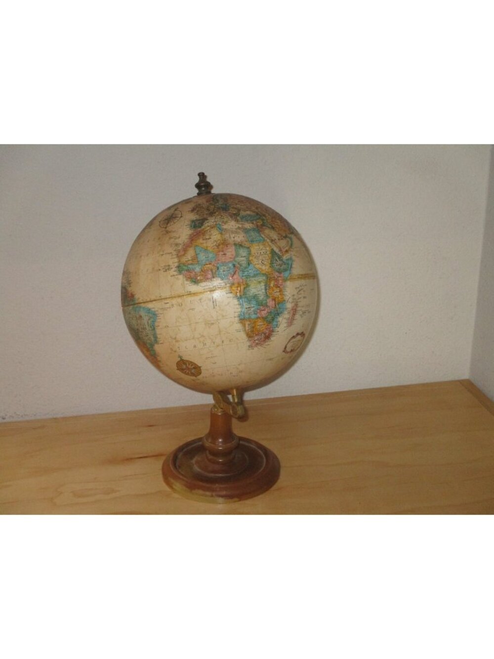 Vintage Replogle Raised World Classic Series Diameter Globe Hard Wood Base Good
